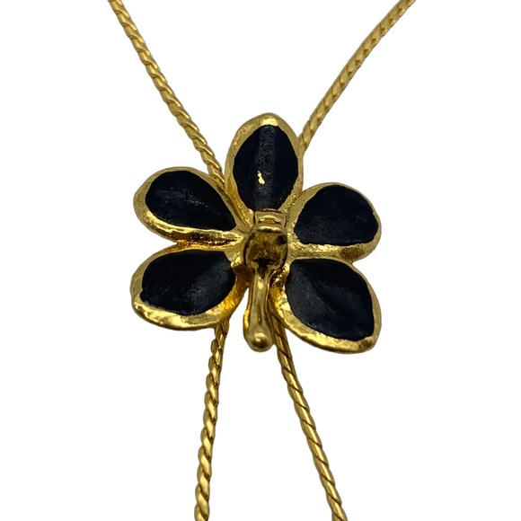 40” 1990s Floral Charm Lariat Gold Plated Long Necklace - Picture 5 of 9